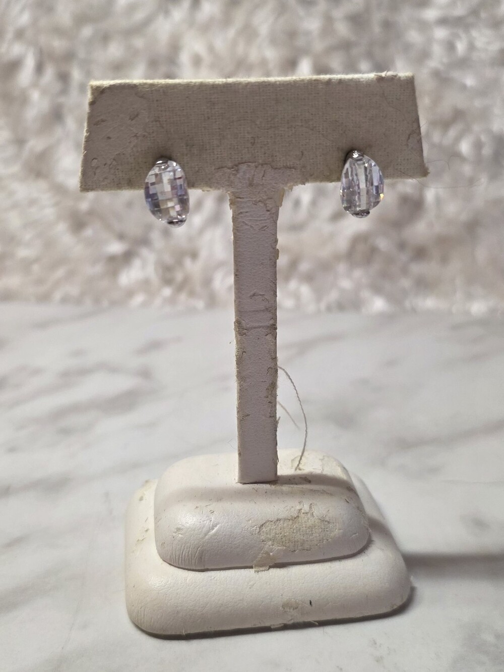 925 Clear Crystal Oval Stud Earrings - Women Jewelry